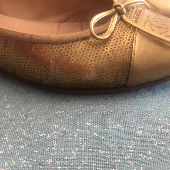 RARE❤️Chanel Gold sequined ballet flats ❤️ size 38 made in Italy - Picture 6 of 14